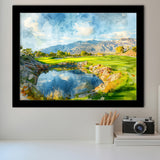 Shadow Creek Golf Club Hole 18 Painting, Golf Art, Gift for him, Framed Art Prints Wall Decor