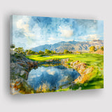 Shadow Creek Golf Club Hole 18 Painting, Golf Art Print, Gift for him, Canvas Prints Wall Art