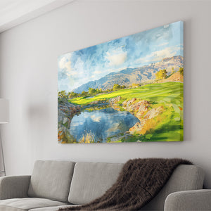 Shadow Creek Golf Club Hole 18 Painting, Golf Art Print, Gift for him, Canvas Prints Wall Art