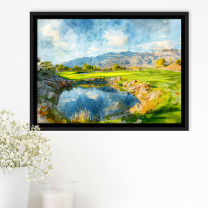 Shadow Creek Golf Club Hole 18 Painting, Golf Art Print, Gift for him, Framed Canvas Prints Wall Art