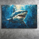 Shark In The Sea Ocean Acrylic Painting, Art Print, Canvas Print Wall Art Home Decor