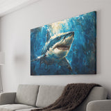 Shark In The Sea Ocean Acrylic Painting, Art Print, Canvas Print Wall Art Home Decor