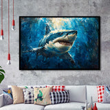 Shark In The Sea Ocean Acrylic Painting, Painting Art, Framed Art Print Wall Art Home Decor