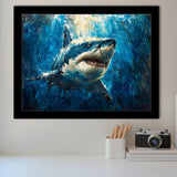 Shark In The Sea Ocean Acrylic Painting, Painting Art, Framed Art Print Wall Art Home Decor
