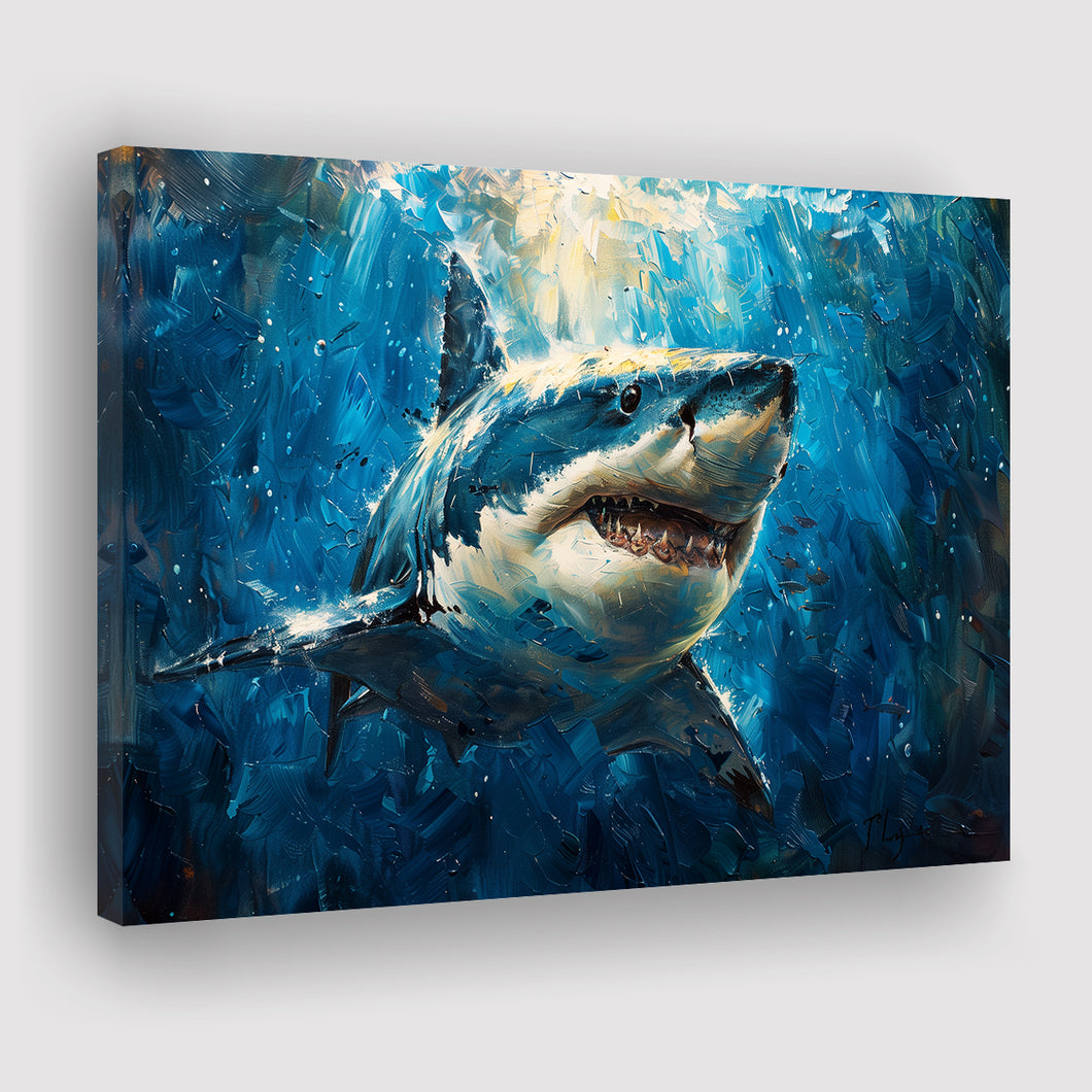 Shark In The Sea Ocean Acrylic Painting, Art Print, Canvas Print Wall Art Home Decor