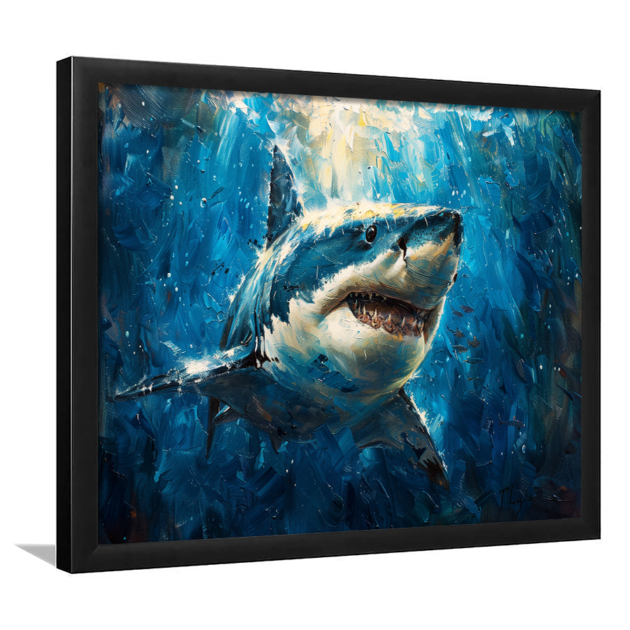 Shark In The Sea Ocean Acrylic Painting, Painting Art, Framed Art Print Wall Art Home Decor