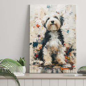 Sheepadoodle Dog Portrait Painting, Pet Lover Art, Canvas Prints Wall Art Decor, Painting Canvas