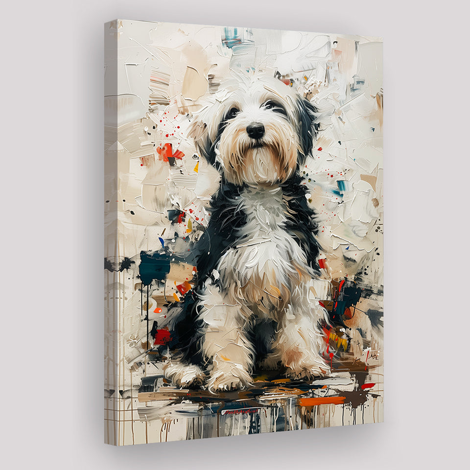 Sheepadoodle Dog Portrait Painting, Pet Lover Art, Canvas Prints Wall Art Decor, Painting Canvas