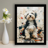 Sheepadoodle Dog Portrait Painting, Pet Lover Art, Framed Art Prints Wall Art Decor, Framed Picture Print