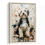 Sheepadoodle Dog Portrait Painting, Pet Lover Art, Framed Canvas Prints Wall Art Decor, Floating Frame