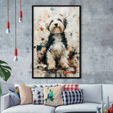 Sheepadoodle Dog Portrait Painting, Pet Lover Art, Framed Art Prints Wall Art Decor, Framed Picture Print