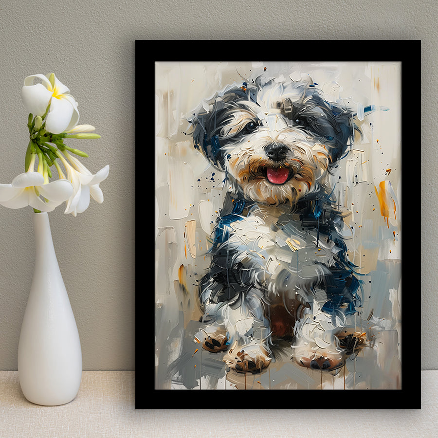 Sheepadoodle Oil Painting Portrait, Pet Art, Framed Art Prints Wall Art Decor, Framed Picture Print