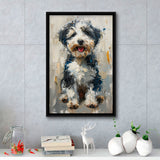 Sheepadoodle Oil Painting Portrait, Pet Art, Framed Canvas Prints Wall Art Decor, Floating Frame