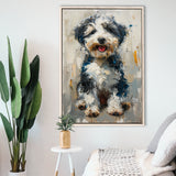 Sheepadoodle Oil Painting Portrait, Pet Art, Framed Canvas Prints Wall Art Decor, Floating Frame