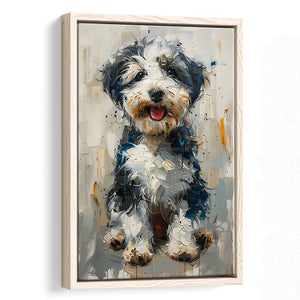 Sheepadoodle Oil Painting Portrait, Pet Art, Framed Canvas Prints Wall Art Decor, Floating Frame