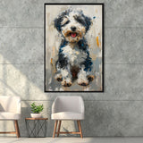 Sheepadoodle Oil Painting Portrait, Pet Art, Framed Canvas Prints Wall Art Decor, Floating Frame