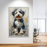 Sheepadoodle Oil Painting Portrait, Pet Art, Framed Canvas Prints Wall Art Decor, Floating Frame