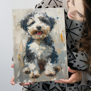 Sheepadoodle Oil Painting Portrait, Pet Art, Canvas Prints Wall Art Decor, Painting Canvas