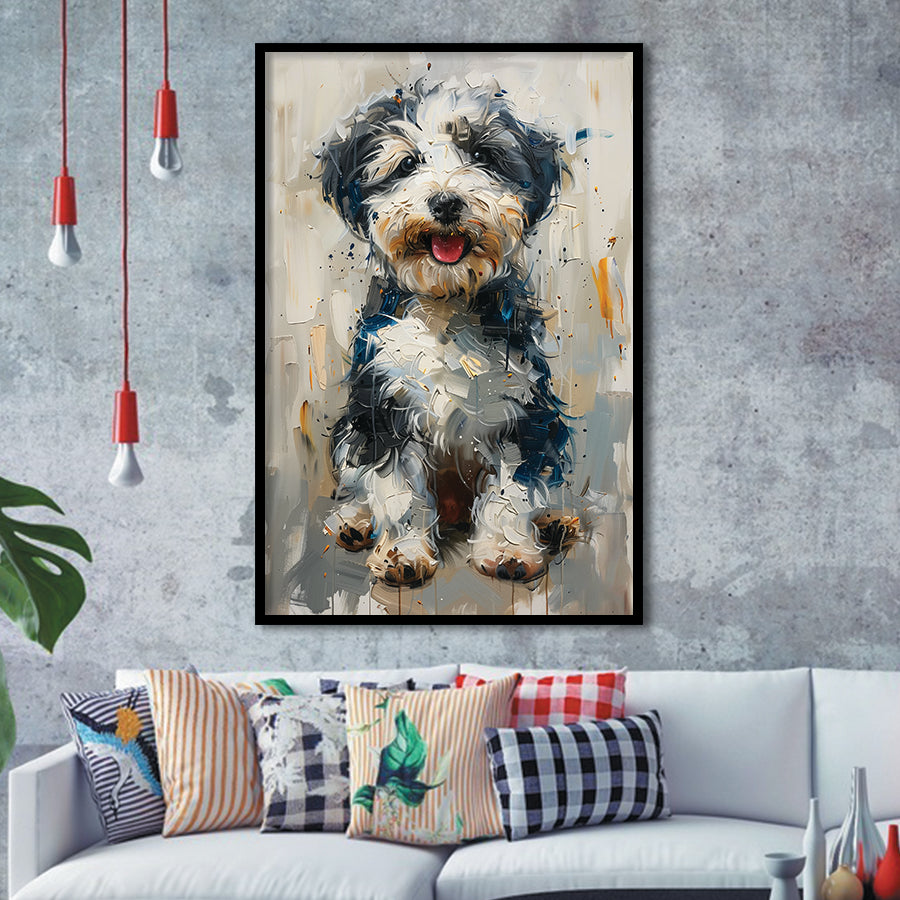 Sheepadoodle Oil Painting Portrait, Pet Art, Framed Art Prints Wall Art Decor, Framed Picture Print