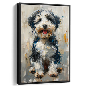 Sheepadoodle Oil Painting Portrait, Pet Art, Framed Canvas Prints Wall Art Decor, Floating Frame