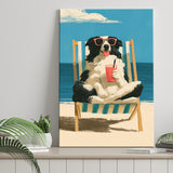 Sheepdog Funny Art, Relax Summer Time Painting, Pet Lover Painting, Canvas Print Wall Art, Wall Decor