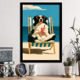 Sheepdog Funny Art, Relax Summer Time Painting, Pet Lover Painting, Framed Art Print, Fine Art Wall Decor