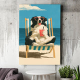 Sheepdog Funny Art, Relax Summer Time Painting, Pet Lover Painting, Canvas Print Wall Art, Wall Decor