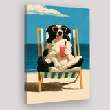 Sheepdog Funny Art, Relax Summer Time Painting, Pet Lover Painting, Canvas Print Wall Art, Wall Decor