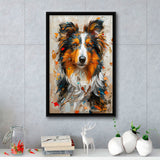 Shetland Sheepdog, Dog Portrait Painting, Animal Art, Framed Canvas Prints Wall Art Decor, Floating Frame