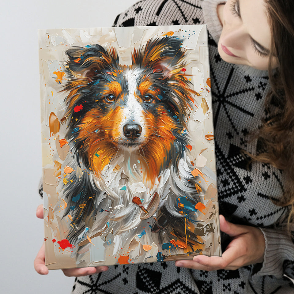 Shetland Sheepdog, Dog Portrait Painting, Animal Art, Canvas Prints Wall Art Decor, Painting Canvas