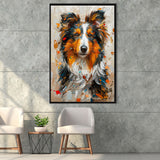 Shetland Sheepdog, Dog Portrait Painting, Animal Art, Framed Canvas Prints Wall Art Decor, Floating Frame