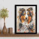 Shetland Sheepdog, Dog Portrait Painting, Animal Art, Framed Canvas Prints Wall Art Decor, Floating Frame