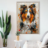 Shetland Sheepdog, Dog Portrait Painting, Animal Art, Framed Canvas Prints Wall Art Decor, Floating Frame
