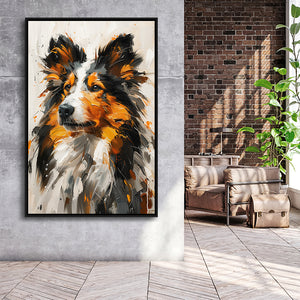 Shetland Sheepdog, Dog Portrait Painting, Pet Lover Art, Framed Canvas Prints Wall Art Decor, Floating Frame