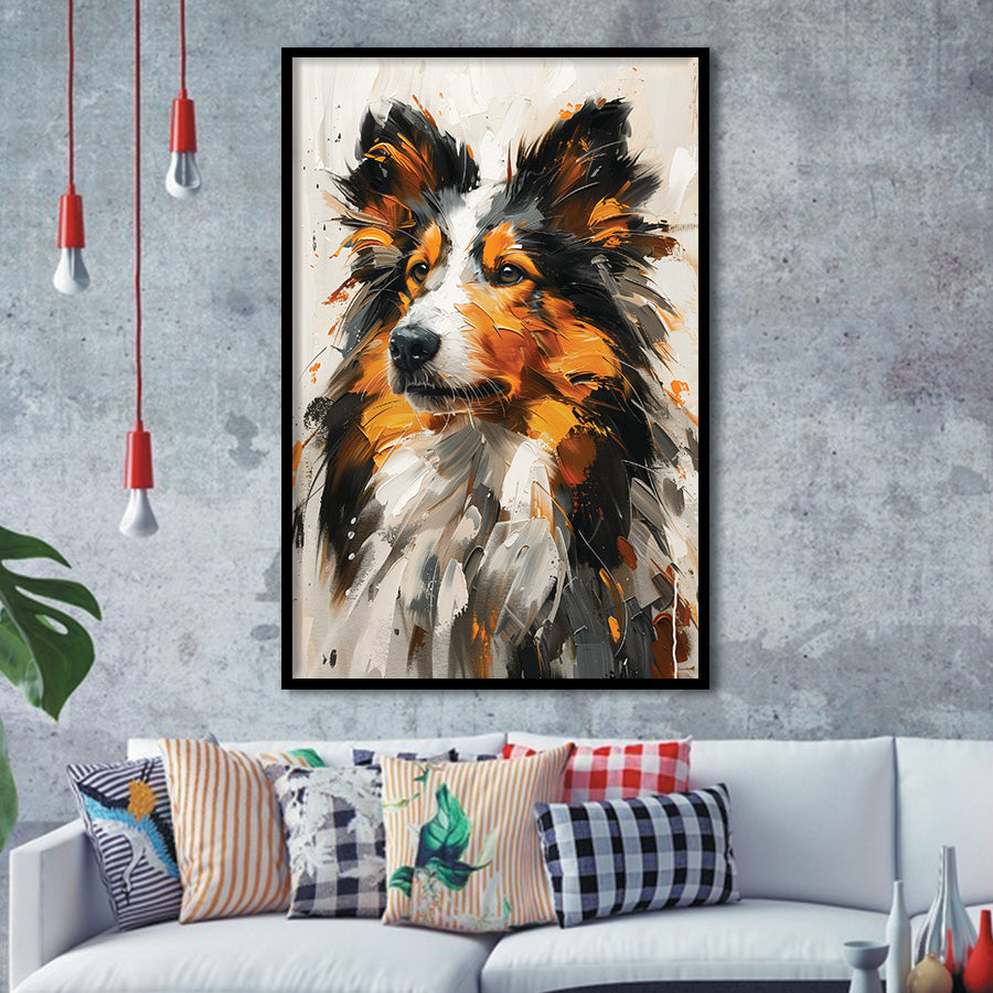 Shetland Sheepdog, Dog Portrait Painting, Pet Lover Art, Framed Art Prints Wall Art Decor, Framed Picture Print