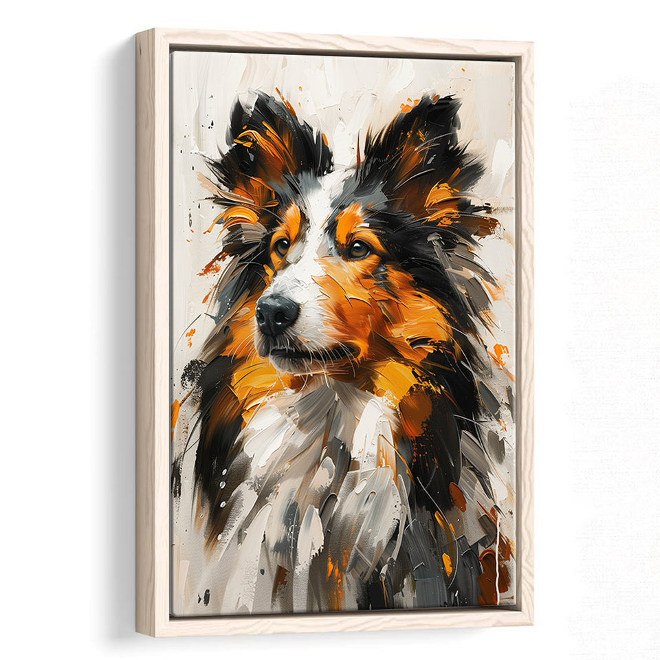 Shetland Sheepdog, Dog Portrait Painting, Pet Lover Art, Framed Canvas Prints Wall Art Decor, Floating Frame