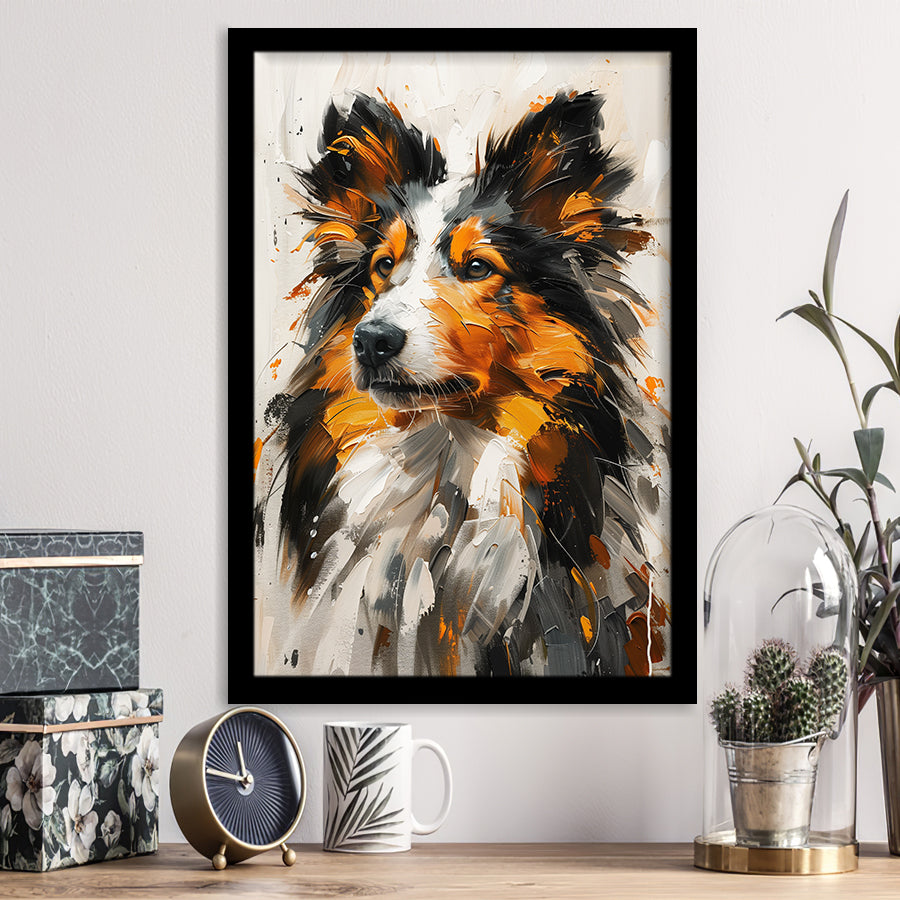Shetland Sheepdog, Dog Portrait Painting, Pet Lover Art, Framed Art Prints Wall Art Decor, Framed Picture Print