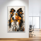 Shetland Sheepdog, Dog Portrait Painting, Pet Lover Art, Framed Canvas Prints Wall Art Decor, Floating Frame