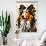 Shetland Sheepdog, Dog Portrait Painting, Pet Lover Art, Framed Canvas Prints Wall Art Decor, Floating Frame