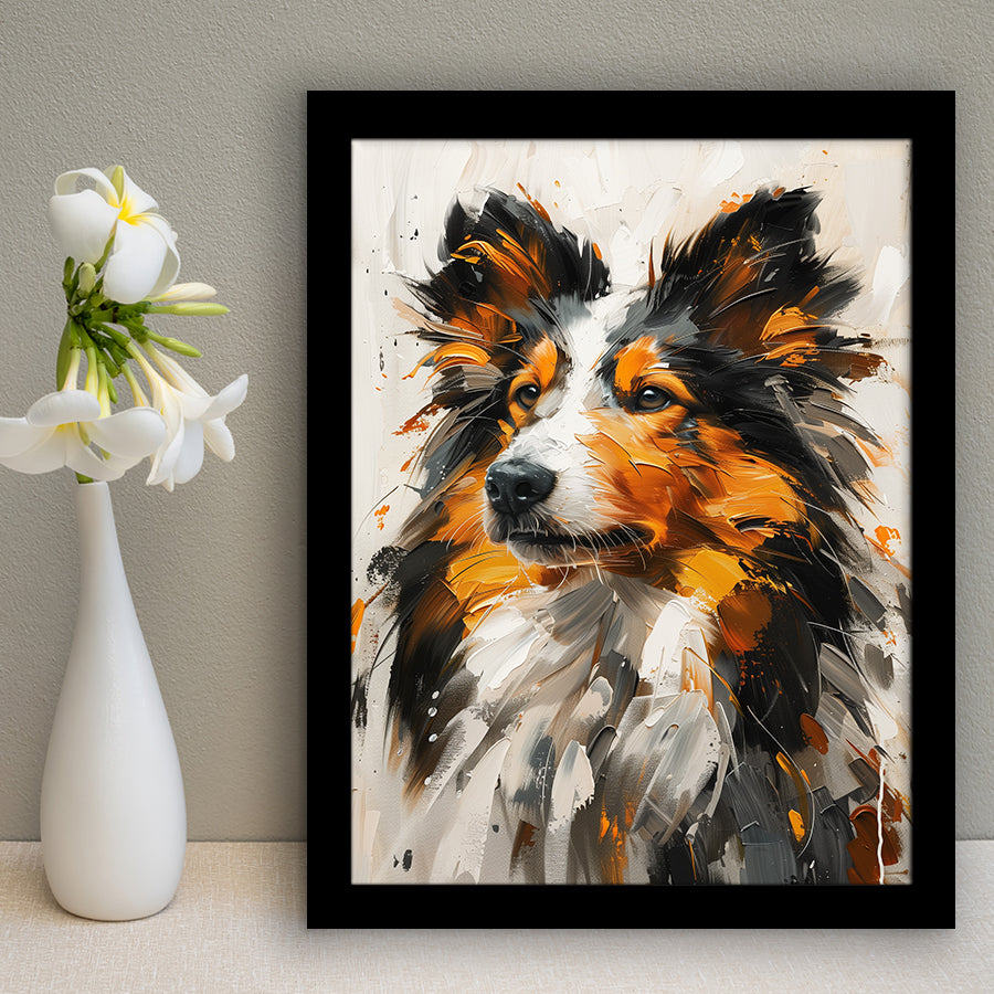 Shetland Sheepdog, Dog Portrait Painting, Pet Lover Art, Framed Art Prints Wall Art Decor, Framed Picture Print
