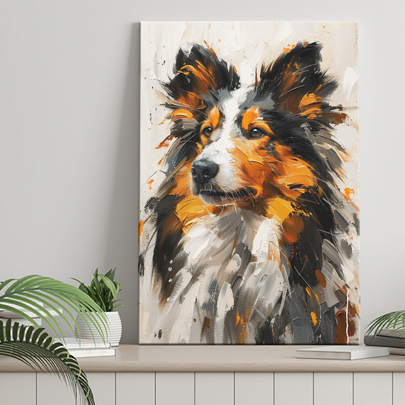 Shetland Sheepdog, Dog Portrait Painting, Pet Lover Art, Canvas Prints Wall Art Decor, Painting Canvas