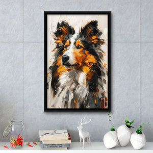 Shetland Sheepdog, Dog Portrait Painting, Pet Lover Art, Framed Canvas Prints Wall Art Decor, Floating Frame