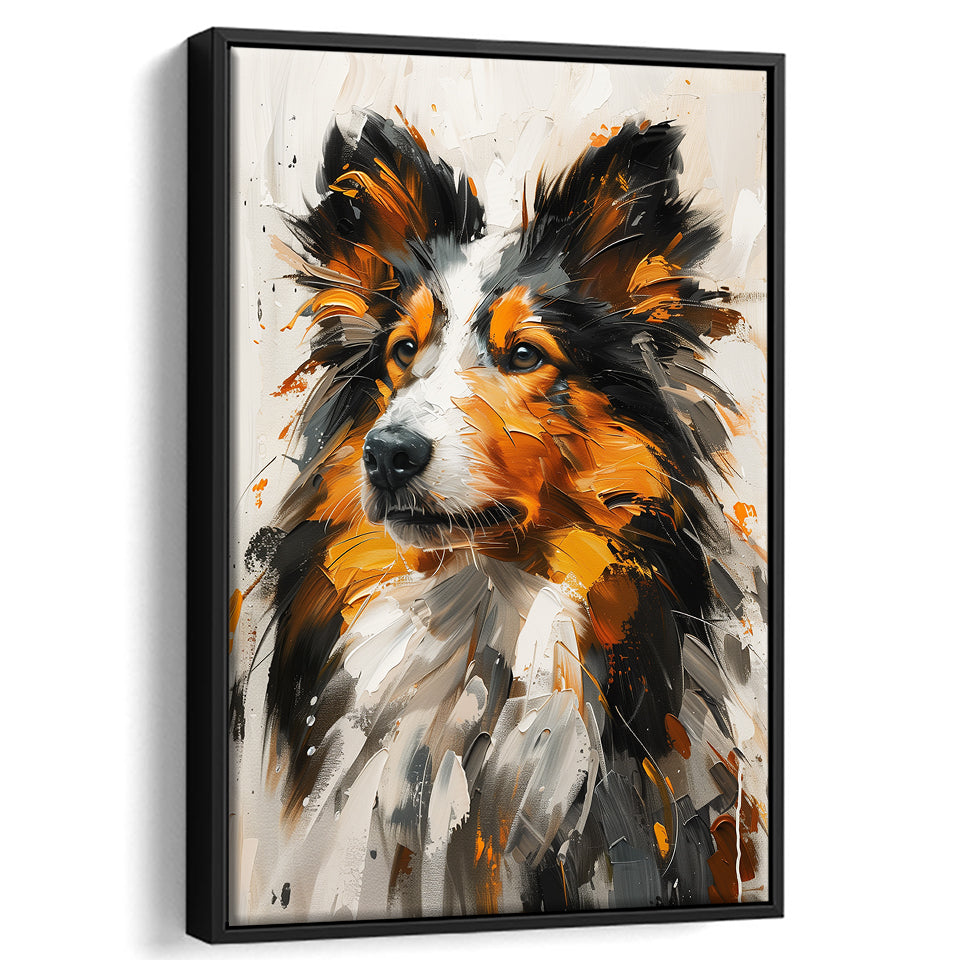 Shetland Sheepdog, Dog Portrait Painting, Pet Lover Art, Framed Canvas Prints Wall Art Decor, Floating Frame