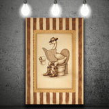 Silly Cowboy Goose Bathroom Wall Art Print, Funny Western Duck, Silly Goose Nursery Decor, Canvas Print Wall Art, Wall Decor