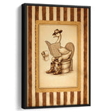 Silly Cowboy Goose Bathroom Wall Art Print, Funny Western Duck, Silly Goose Nursery Decor, Framed Canvas Print, Floating Frame