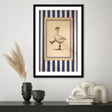 Silly Cowboy Goose Wall Art, Funny Western Dancing Duck, Rustic Vintage Cowboy Artwork, Framed Art Print White Border