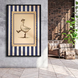 Silly Cowboy Goose Wall Art, Funny Western Dancing Duck, Rustic Vintage Cowboy Artwork, Framed Canvas Print, Floating Frame
