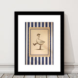 Silly Cowboy Goose Wall Art, Funny Western Dancing Duck, Rustic Vintage Cowboy Artwork, Framed Art Print White Border