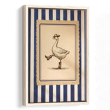 Silly Cowboy Goose Wall Art, Funny Western Dancing Duck, Rustic Vintage Cowboy Artwork, Framed Canvas Print, Floating Frame