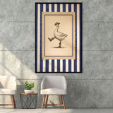 Silly Cowboy Goose Wall Art, Funny Western Dancing Duck, Rustic Vintage Cowboy Artwork, Framed Canvas Print, Floating Frame